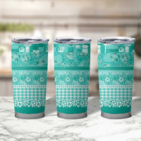 Hawaiian Hibiscus Honu Tumbler Cup Turquoise Mele Kalikimaka Palaka Spirit LT9 - Polynesian Pride