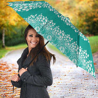 Hawaiian Hibiscus Honu Umbrella Turquoise Mele Kalikimaka Palaka Spirit - Polynesian Pride
