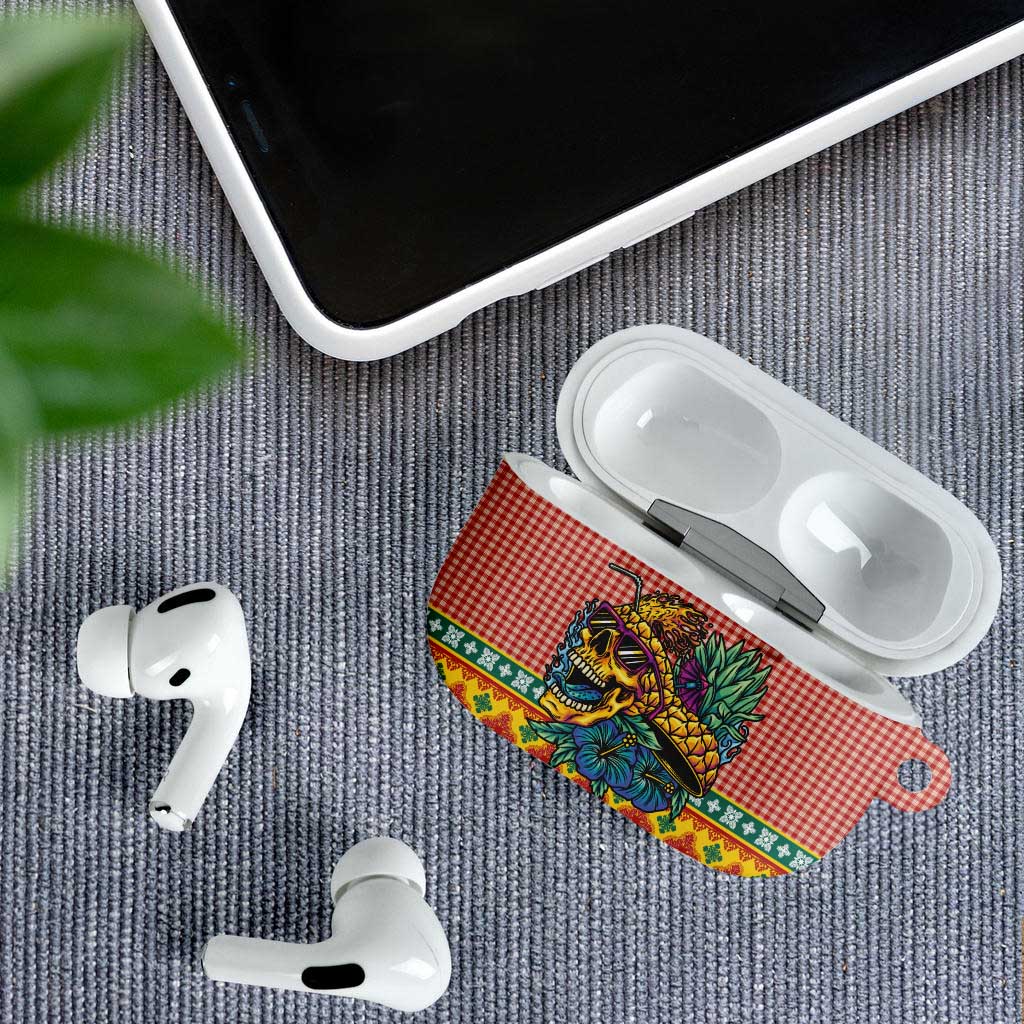 Hawaiian Pineapples Skull AirPods Case Mele Kalikimaka Palaka Quilt Pattern LT9 - Polynesian Pride