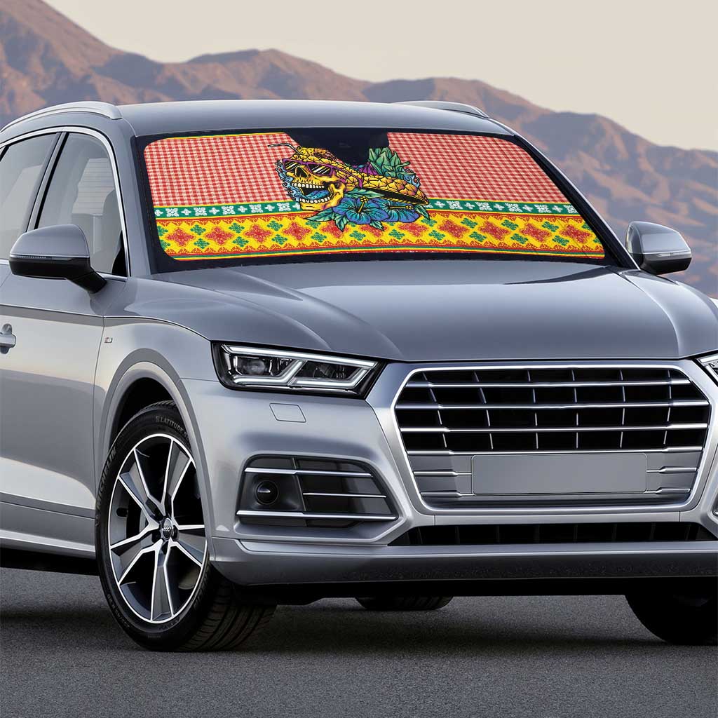 Hawaiian Pineapples Skull Auto Sun Shade Mele Kalikimaka Palaka Quilt Pattern LT9 - Polynesian Pride