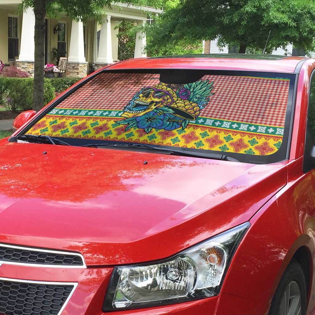 Hawaiian Pineapples Skull Auto Sun Shade Mele Kalikimaka Palaka Quilt Pattern LT9 - Polynesian Pride