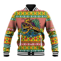 Hawaiian Pineapples Skull Baseball Jacket Mele Kalikimaka Palaka Quilt Pattern - Polynesian Pride
