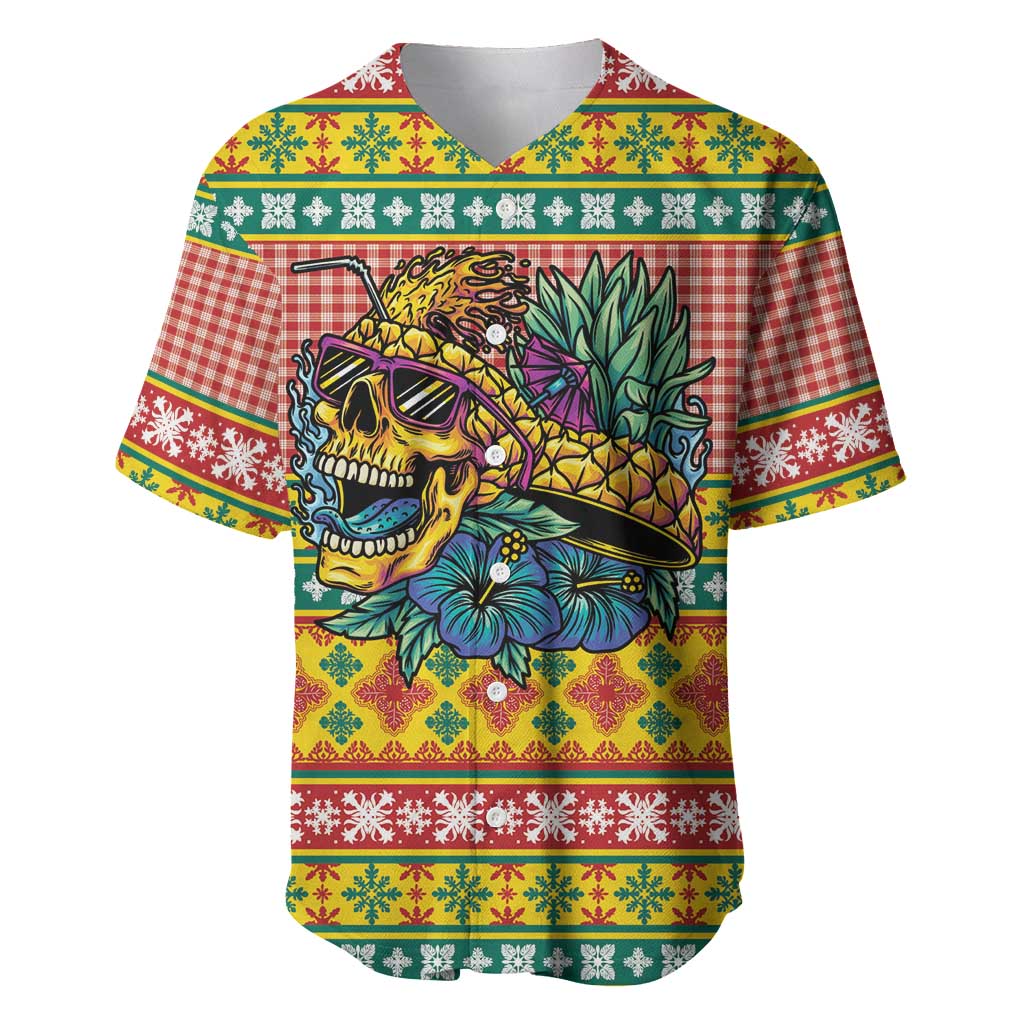 Hawaiian Pineapples Skull Baseball Jersey Mele Kalikimaka Palaka Quilt Pattern LT9 Yellow - Polynesian Pride
