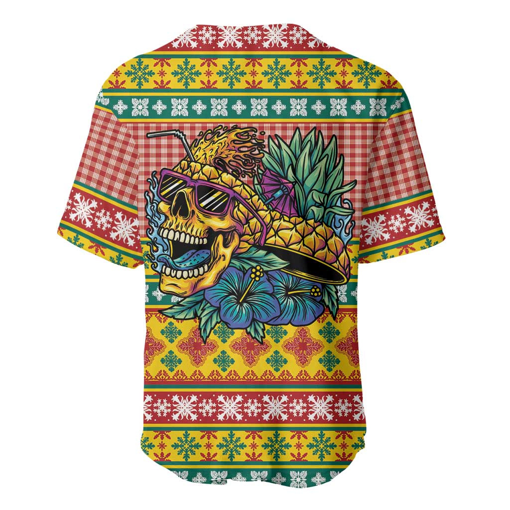 Hawaiian Pineapples Skull Baseball Jersey Mele Kalikimaka Palaka Quilt Pattern LT9 - Polynesian Pride