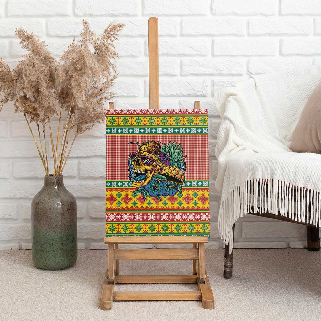 Hawaiian Pineapples Skull Canvas Wall Art Mele Kalikimaka Palaka Quilt Pattern - Polynesian Pride