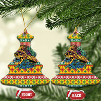 Hawaiian Pineapples Skull Ceramic Ornament Mele Kalikimaka Palaka Quilt Pattern - Polynesian Pride