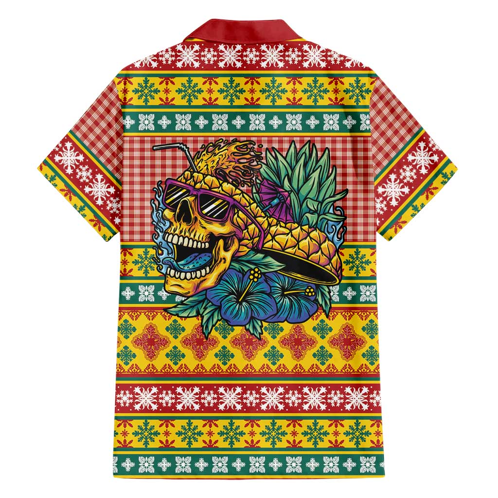 Hawaiian Pineapples Skull Family Matching Off Shoulder Maxi Dress and Hawaiian Shirt Mele Kalikimaka Palaka Quilt Pattern LT9 - Polynesian Pride