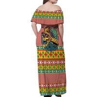 Hawaiian Pineapples Skull Family Matching Off Shoulder Maxi Dress and Hawaiian Shirt Mele Kalikimaka Palaka Quilt Pattern LT9 - Polynesian Pride