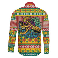 Hawaiian Pineapples Skull Family Matching Off Shoulder Short Dress and Hawaiian Shirt Mele Kalikimaka Palaka Quilt Pattern LT9 - Polynesian Pride