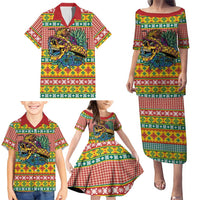 Hawaiian Pineapples Skull Family Matching Puletasi and Hawaiian Shirt Mele Kalikimaka Palaka Quilt Pattern LT9 - Polynesian Pride