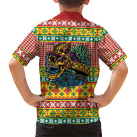 Hawaiian Pineapples Skull Family Matching Short Sleeve Bodycon Dress and Hawaiian Shirt Mele Kalikimaka Palaka Quilt Pattern LT9 - Polynesian Pride