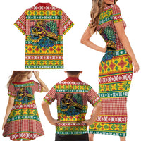 Hawaiian Pineapples Skull Family Matching Short Sleeve Bodycon Dress and Hawaiian Shirt Mele Kalikimaka Palaka Quilt Pattern LT9 - Polynesian Pride