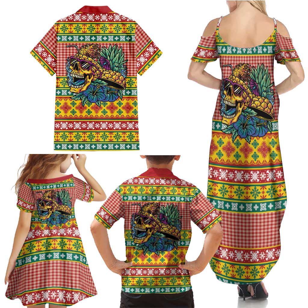 Hawaiian Pineapples Skull Family Matching Summer Maxi Dress and Hawaiian Shirt Mele Kalikimaka Palaka Quilt Pattern LT9 - Polynesian Pride