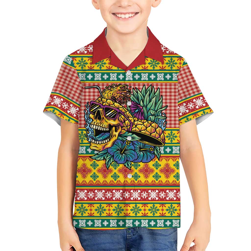Hawaiian Pineapples Skull Family Matching Summer Maxi Dress and Hawaiian Shirt Mele Kalikimaka Palaka Quilt Pattern LT9 - Polynesian Pride