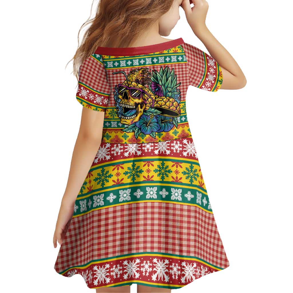 Hawaiian Pineapples Skull Family Matching Tank Maxi Dress and Hawaiian Shirt Mele Kalikimaka Palaka Quilt Pattern LT9 - Polynesian Pride