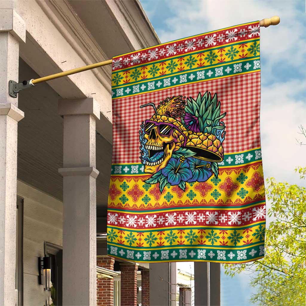 Hawaiian Pineapples Skull Garden Flag Mele Kalikimaka Palaka Quilt Pattern LT9 House Flag Yellow - Polynesian Pride
