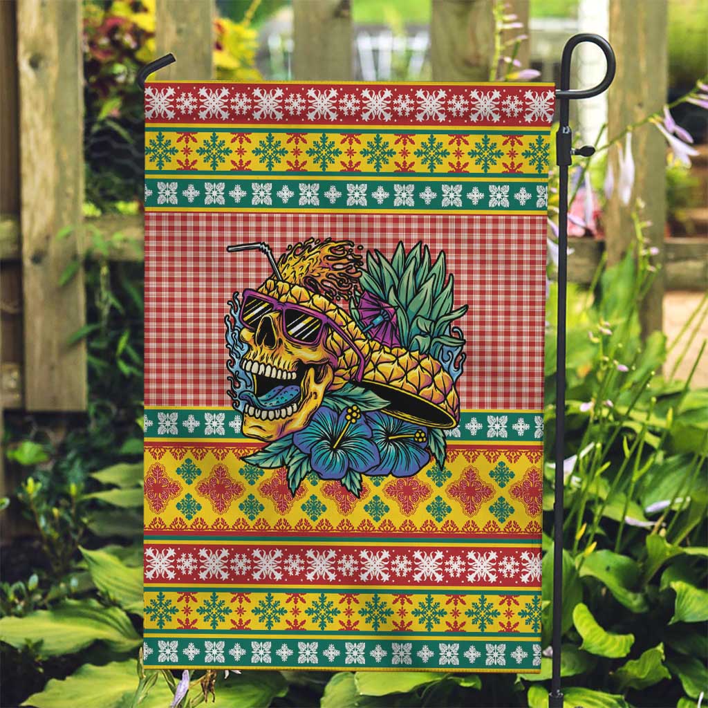 Hawaiian Pineapples Skull Garden Flag Mele Kalikimaka Palaka Quilt Pattern LT9 Garden Flag Yellow - Polynesian Pride