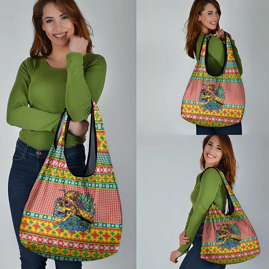 Hawaiian Pineapples Skull Grocery Bag Mele Kalikimaka Palaka Quilt Pattern - Polynesian Pride