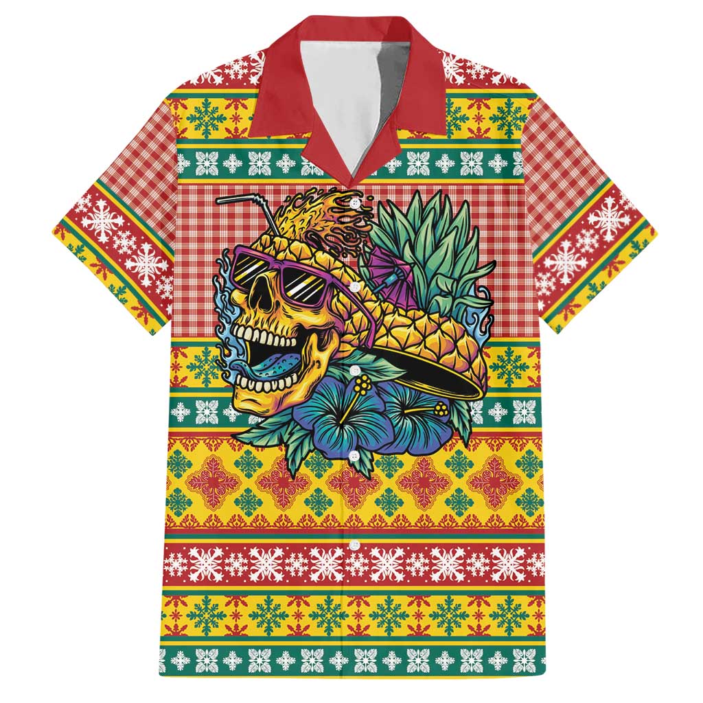 Hawaiian Pineapples Skull Hawaiian Shirt Mele Kalikimaka Palaka Quilt Pattern - Polynesian Pride