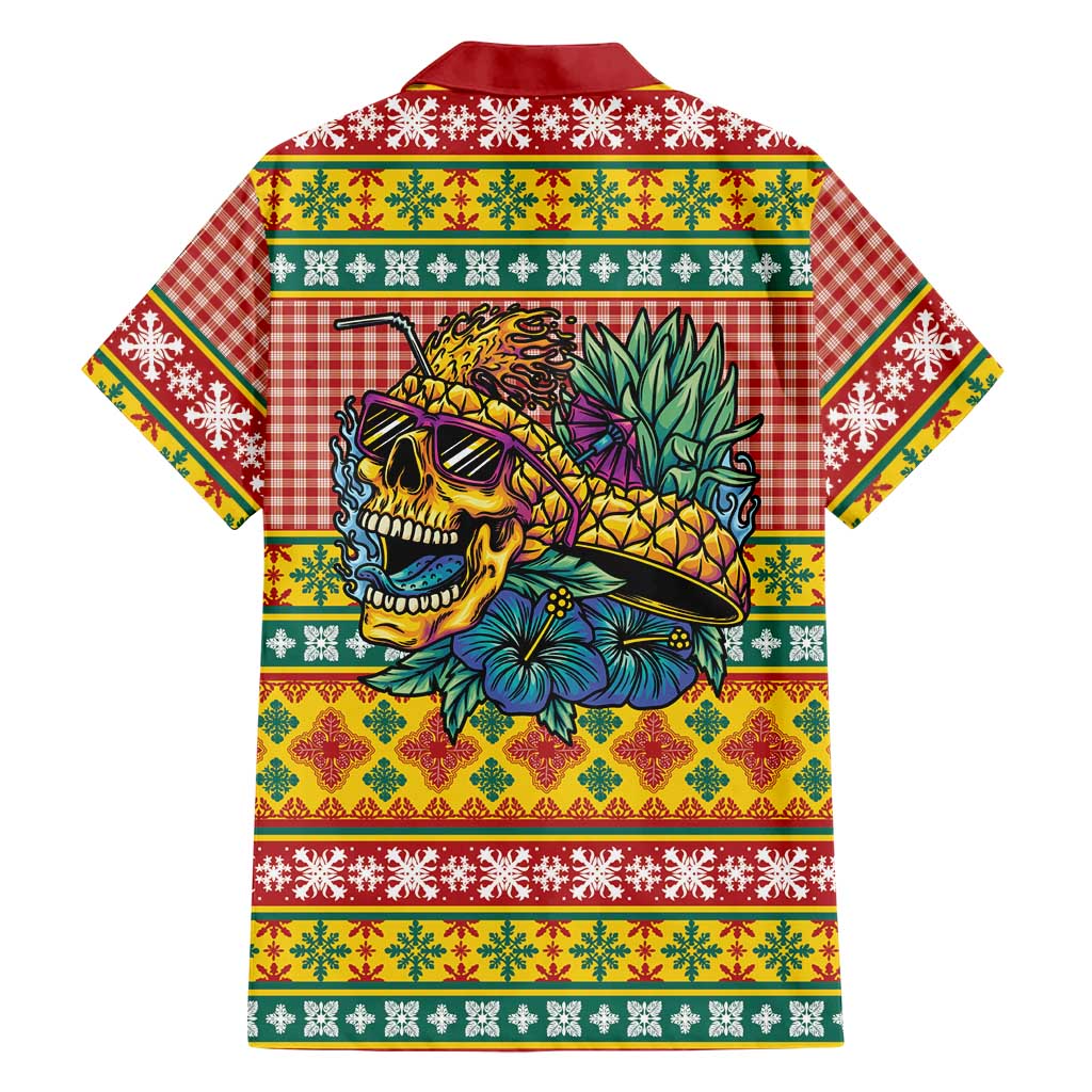 Hawaiian Pineapples Skull Hawaiian Shirt Mele Kalikimaka Palaka Quilt Pattern - Polynesian Pride