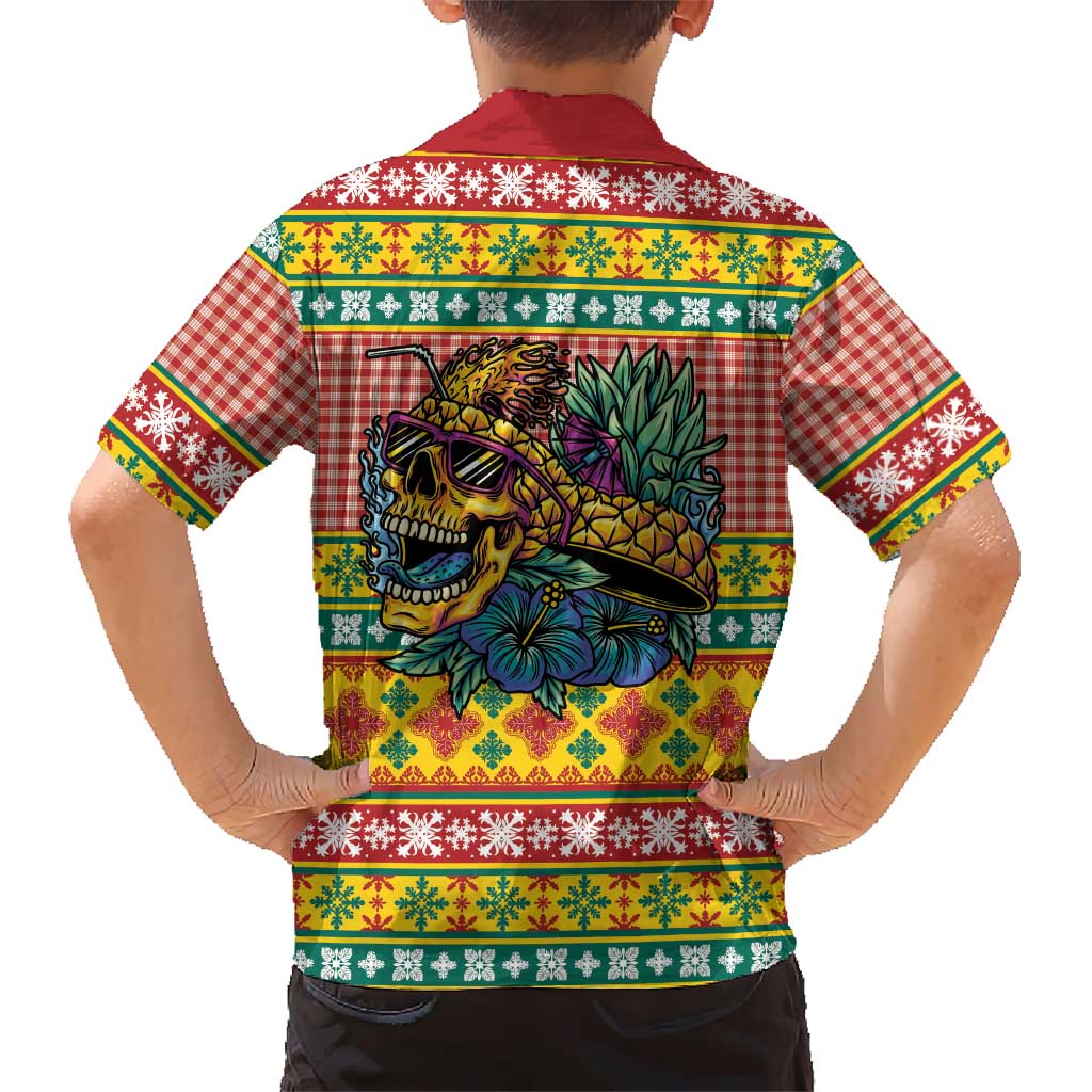 Hawaiian Pineapples Skull Hawaiian Shirt Mele Kalikimaka Palaka Quilt Pattern - Polynesian Pride