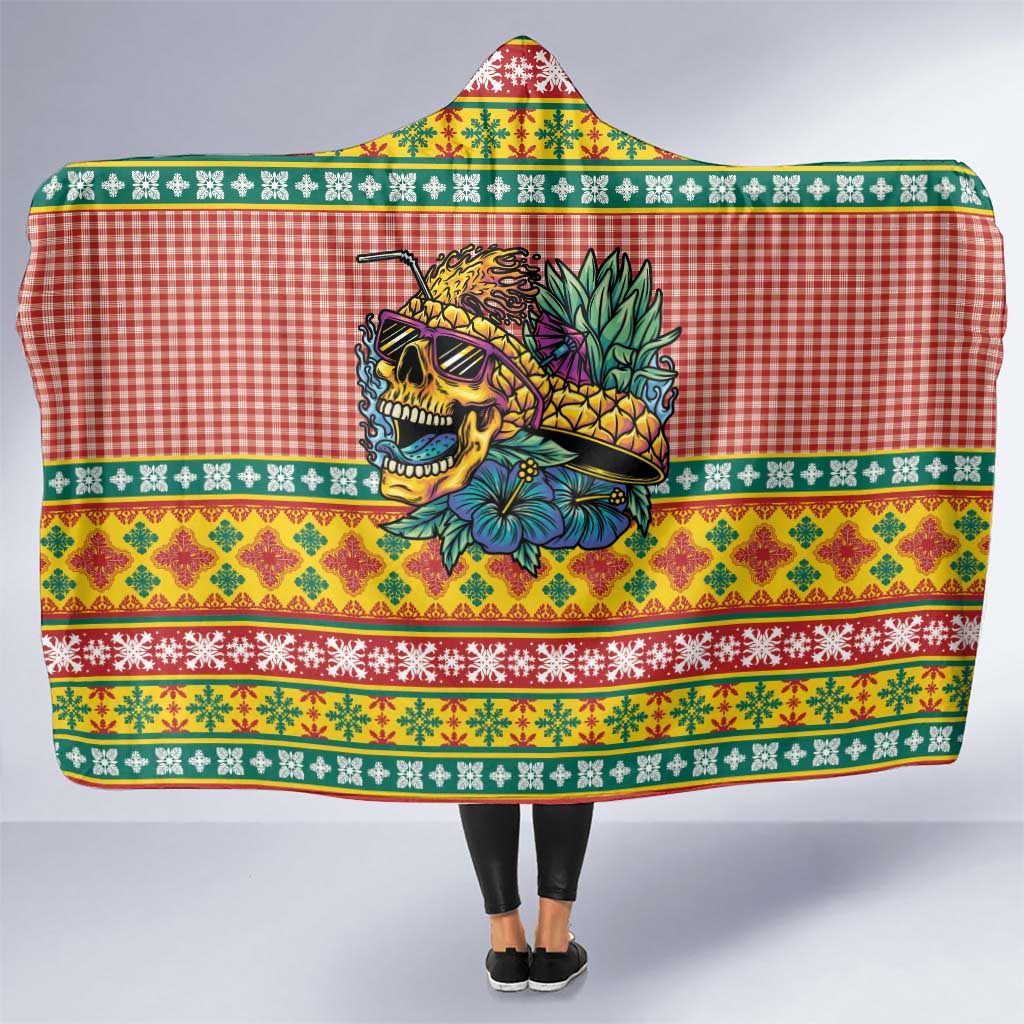Hawaiian Pineapples Skull Hooded Blanket Mele Kalikimaka Palaka Quilt Pattern LT9 One Size Yellow - Polynesian Pride