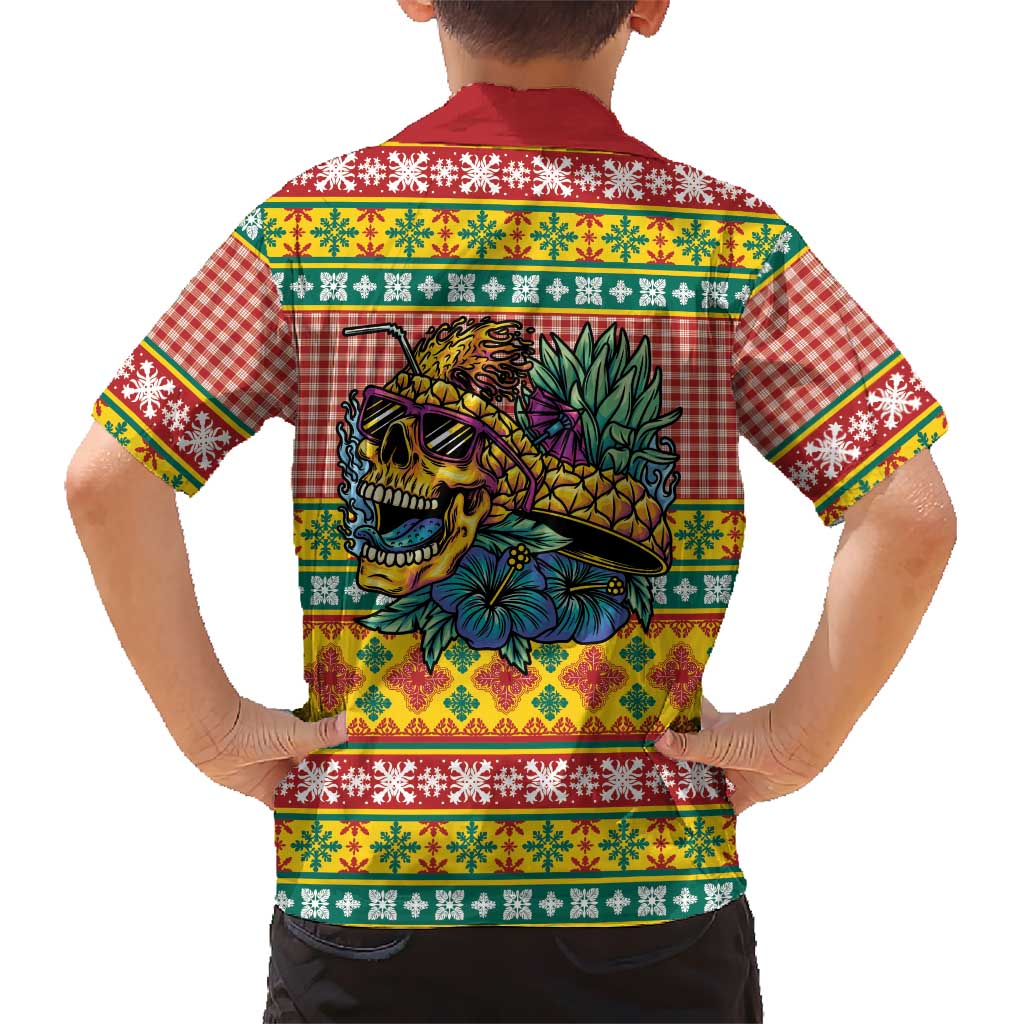 Hawaiian Pineapples Skull Kid Hawaiian Shirt Mele Kalikimaka Palaka Quilt Pattern - Polynesian Pride