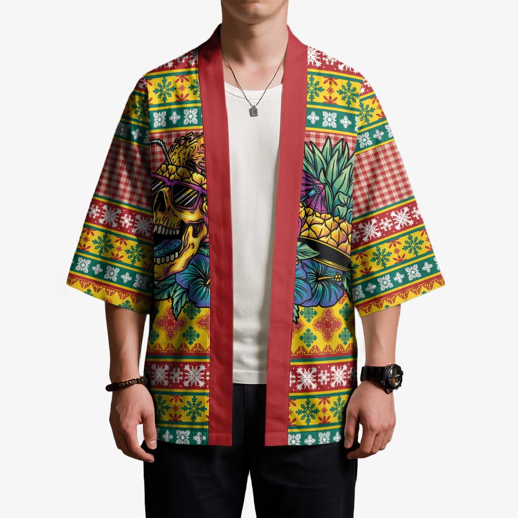 Hawaiian Pineapples Skull Kimono Mele Kalikimaka Palaka Quilt Pattern - Polynesian Pride
