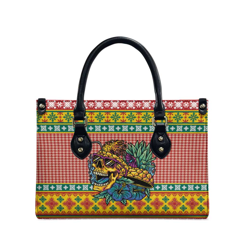 Hawaiian Pineapples Skull Leather Bag Mele Kalikimaka Palaka Quilt Pattern LT9 - Polynesian Pride