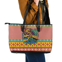 Hawaiian Pineapples Skull Leather Tote Bag Mele Kalikimaka Palaka Quilt Pattern - Polynesian Pride
