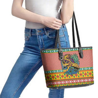 Hawaiian Pineapples Skull Leather Tote Bag Mele Kalikimaka Palaka Quilt Pattern - Polynesian Pride