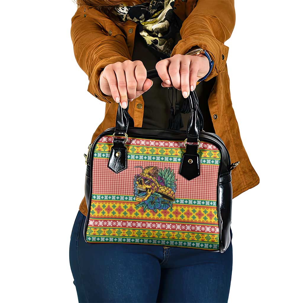 Hawaiian Pineapples Skull Shoulder Handbag Mele Kalikimaka Palaka Quilt Pattern LT9 One Size Yellow - Polynesian Pride