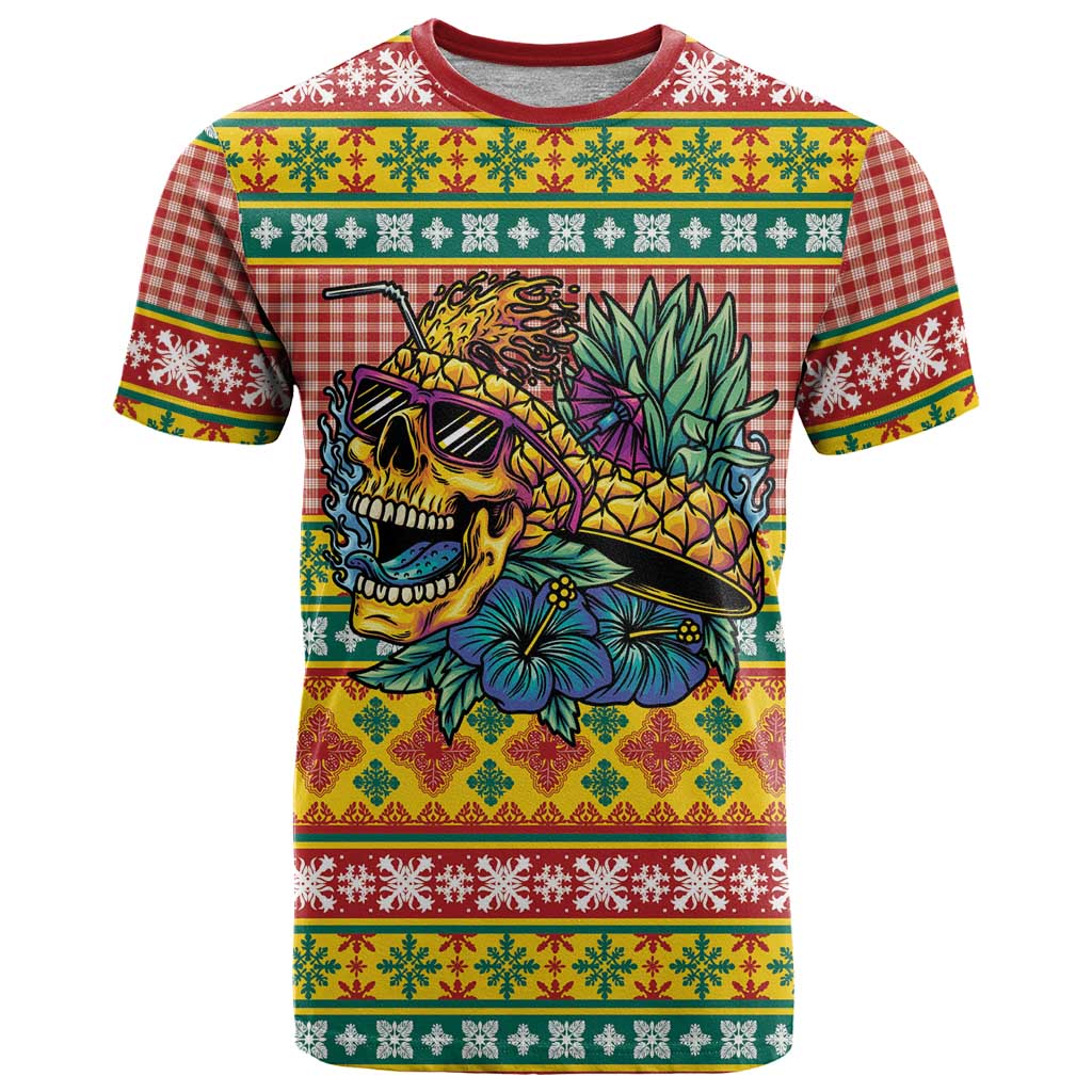 Hawaiian Pineapples Skull T Shirt Mele Kalikimaka Palaka Quilt Pattern LT9 Yellow - Polynesian Pride