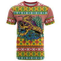 Hawaiian Pineapples Skull T Shirt Mele Kalikimaka Palaka Quilt Pattern LT9 Yellow - Polynesian Pride