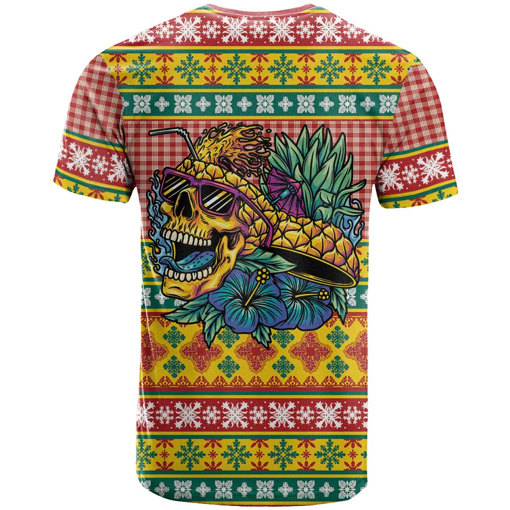 Hawaiian Pineapples Skull T Shirt Mele Kalikimaka Palaka Quilt Pattern LT9 - Polynesian Pride