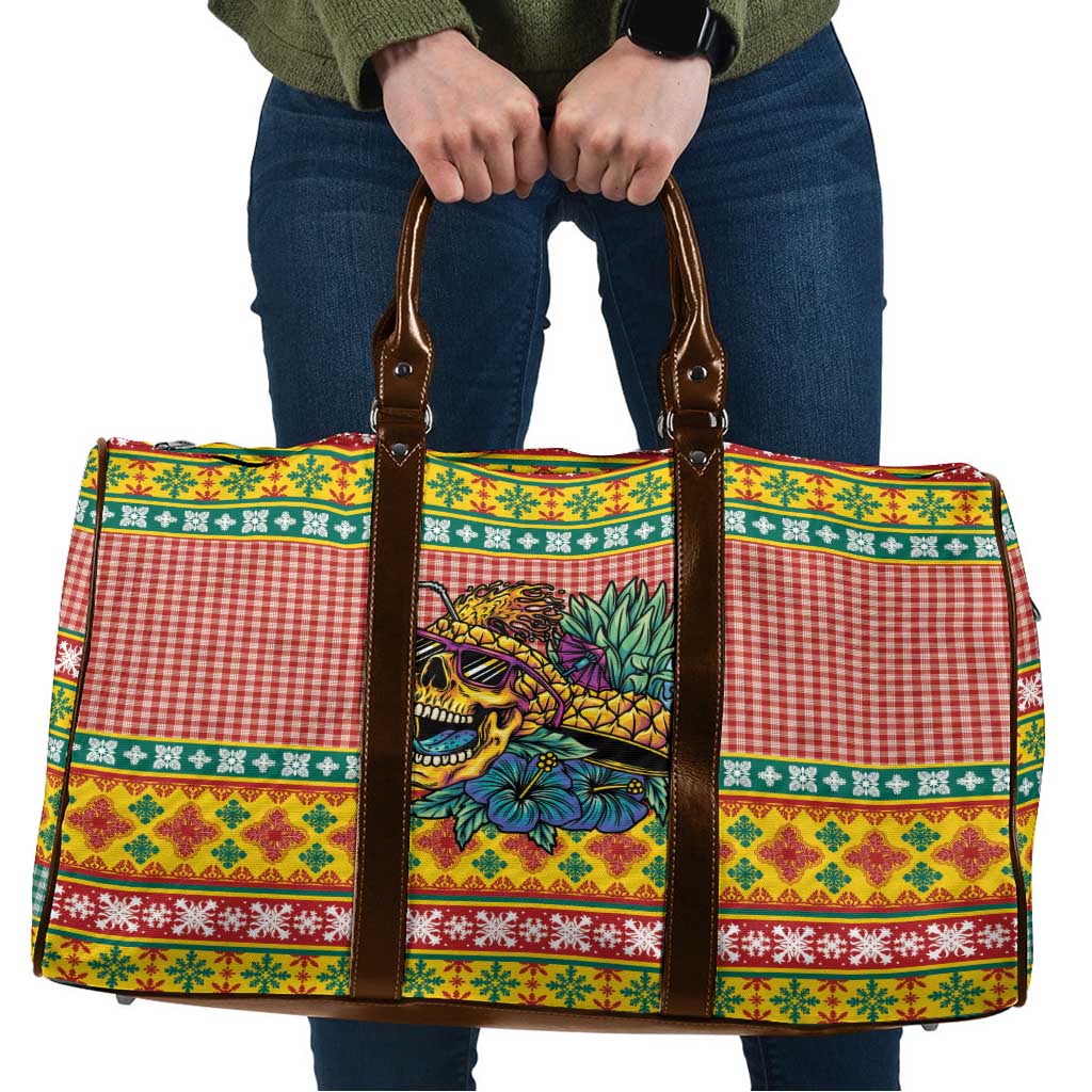 Hawaiian Pineapples Skull Travel Bag Mele Kalikimaka Palaka Quilt Pattern - Polynesian Pride
