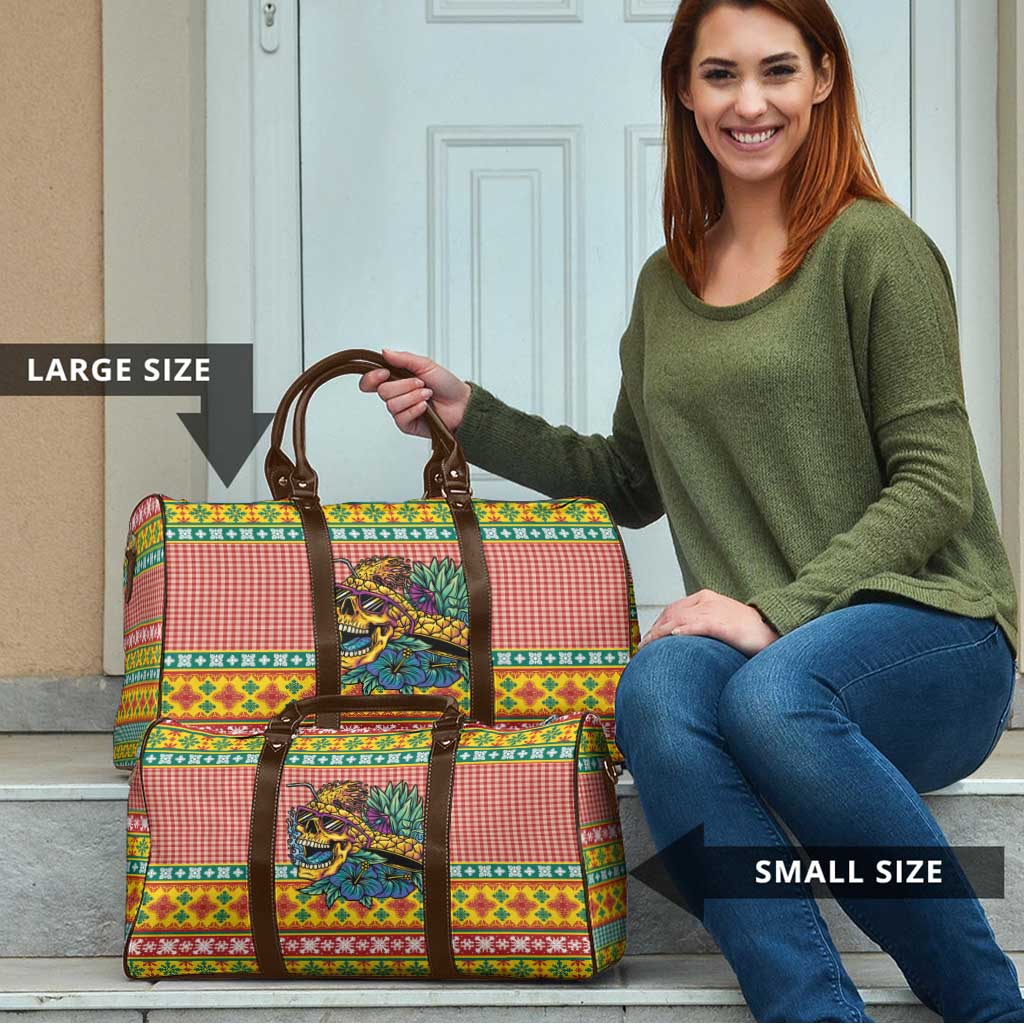Hawaiian Pineapples Skull Travel Bag Mele Kalikimaka Palaka Quilt Pattern - Polynesian Pride