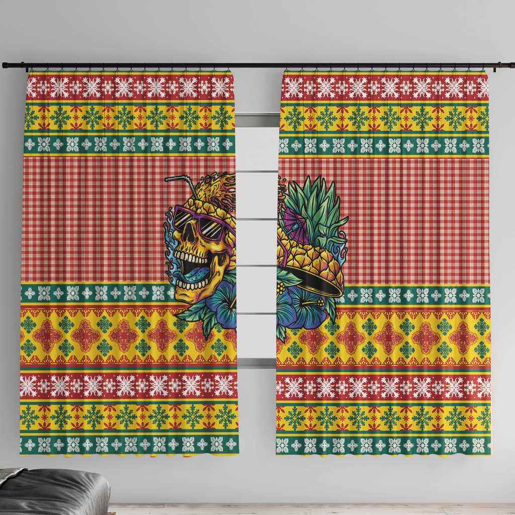 Hawaiian Pineapples Skull Window Curtain Mele Kalikimaka Palaka Quilt Pattern LT9 With Hooks Yellow - Polynesian Pride