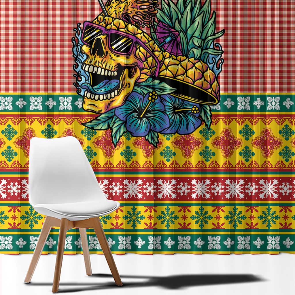 Hawaiian Pineapples Skull Window Curtain Mele Kalikimaka Palaka Quilt Pattern LT9 - Polynesian Pride