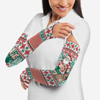 Hawaiian Funny Santa Surf Arm Sleeves Mele Kalikimaka Palaka Quilt Pattern - Polynesian Pride