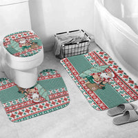Hawaiian Funny Santa Surf Bathroom Set Mele Kalikimaka Palaka Quilt Pattern LT9 Mat Set Only (3 pcs) One Size Green - Polynesian Pride
