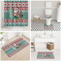 Hawaiian Funny Santa Surf Bathroom Set Mele Kalikimaka Palaka Quilt Pattern LT9 - Polynesian Pride