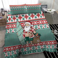 Hawaiian Funny Santa Surf Bedding Set Mele Kalikimaka Palaka Quilt Pattern LT9 - Polynesian Pride