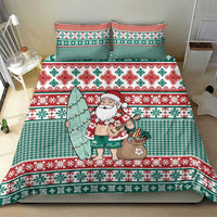 Hawaiian Funny Santa Surf Bedding Set Mele Kalikimaka Palaka Quilt Pattern LT9 - Polynesian Pride