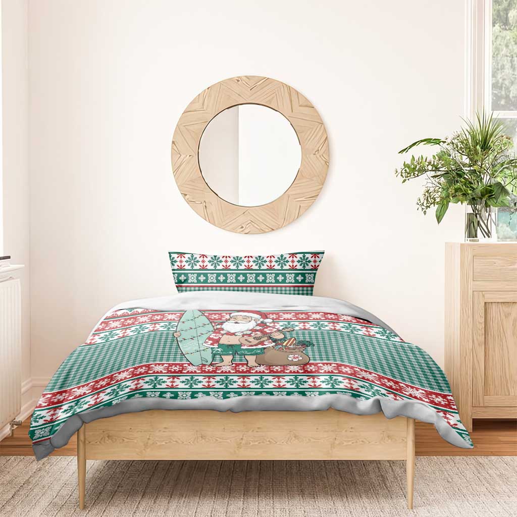 Hawaiian Funny Santa Surf Bedding Set Mele Kalikimaka Palaka Quilt Pattern LT9 - Polynesian Pride