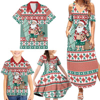 Hawaiian Funny Santa Surf Family Matching Summer Maxi Dress and Hawaiian Shirt Mele Kalikimaka Palaka Quilt Pattern LT9 - Polynesian Pride