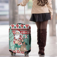 Hawaiian Funny Santa Surf Luggage Cover Mele Kalikimaka Palaka Quilt Pattern - Polynesian Pride