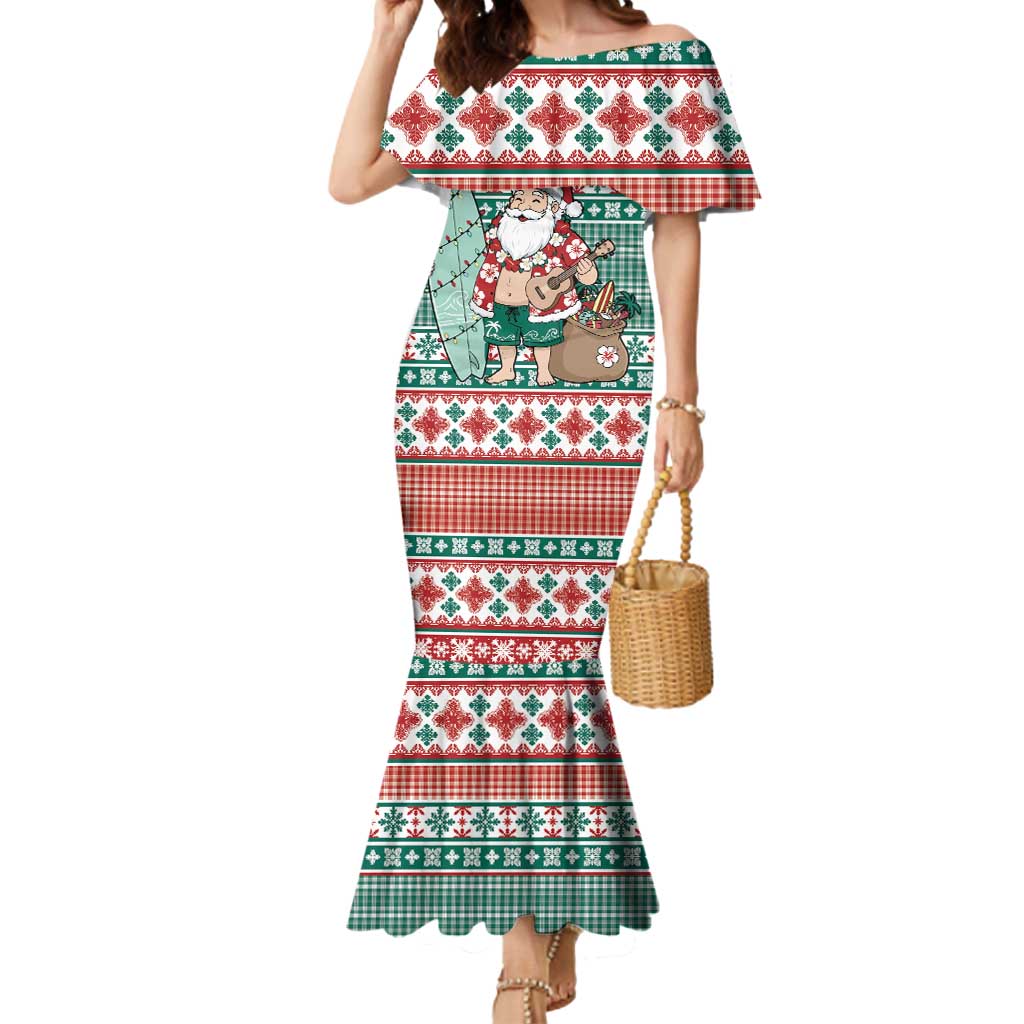 Hawaiian Funny Santa Surf Mermaid Dress Mele Kalikimaka Palaka Quilt Pattern - Polynesian Pride