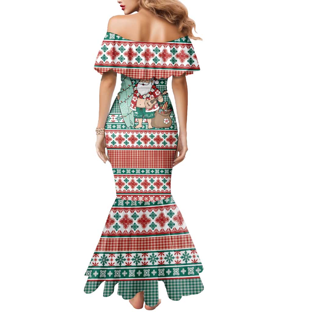 Hawaiian Funny Santa Surf Mermaid Dress Mele Kalikimaka Palaka Quilt Pattern - Polynesian Pride