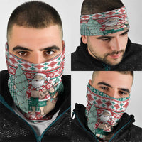Hawaiian Funny Santa Surf Neck Gaiter Mele Kalikimaka Palaka Quilt Pattern - Polynesian Pride